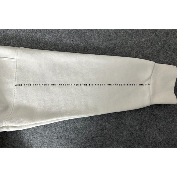 Adidas Three Stripes Crewneck Sweatshirt White Logo Fleece Pullover M Athleisure - Picture 7 of 12